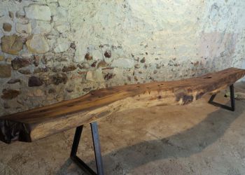 Bench from antique chessnut floorbeam and iron by B3KM EcoDesign